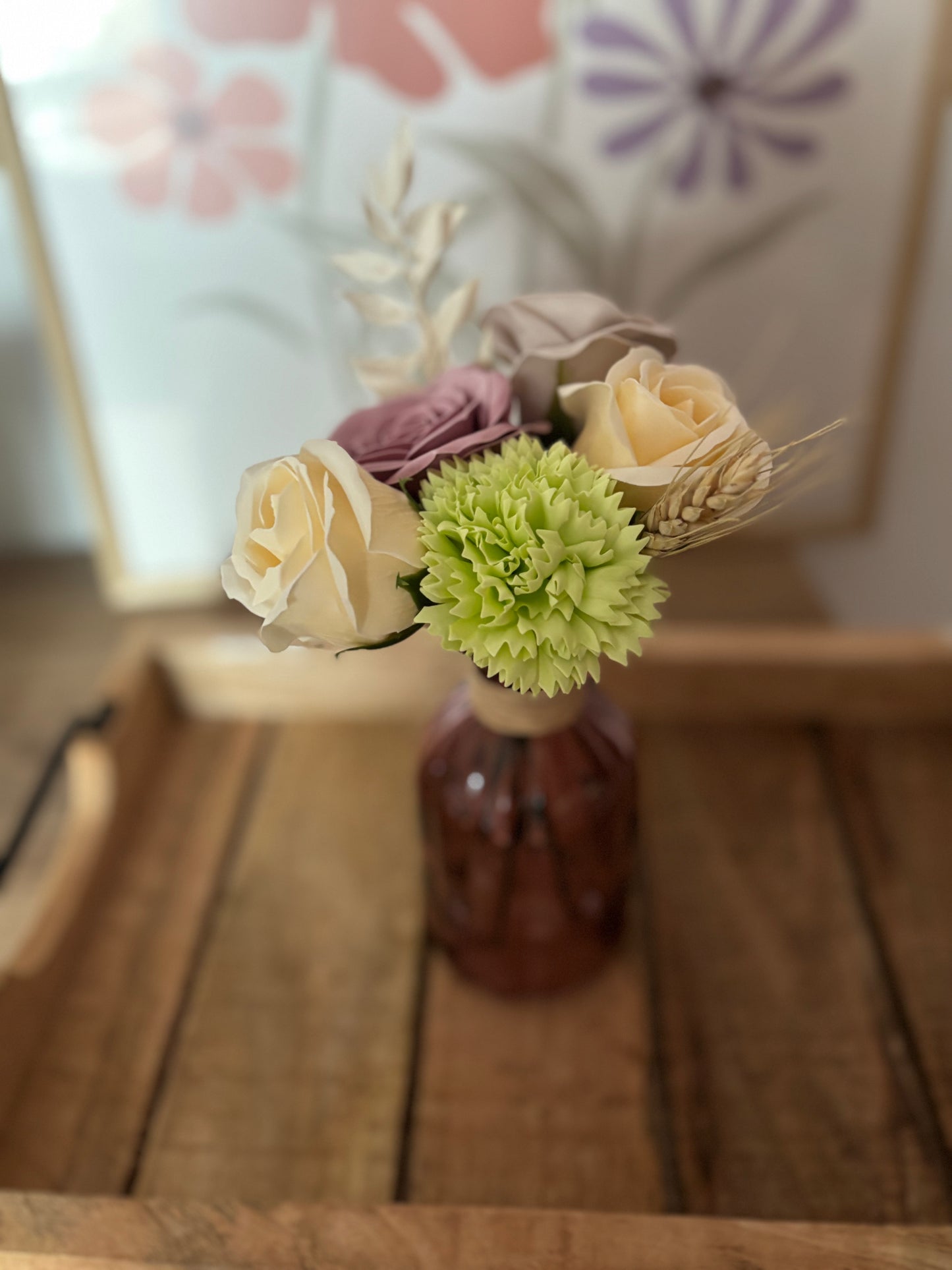 Vase avec fleurs de savon